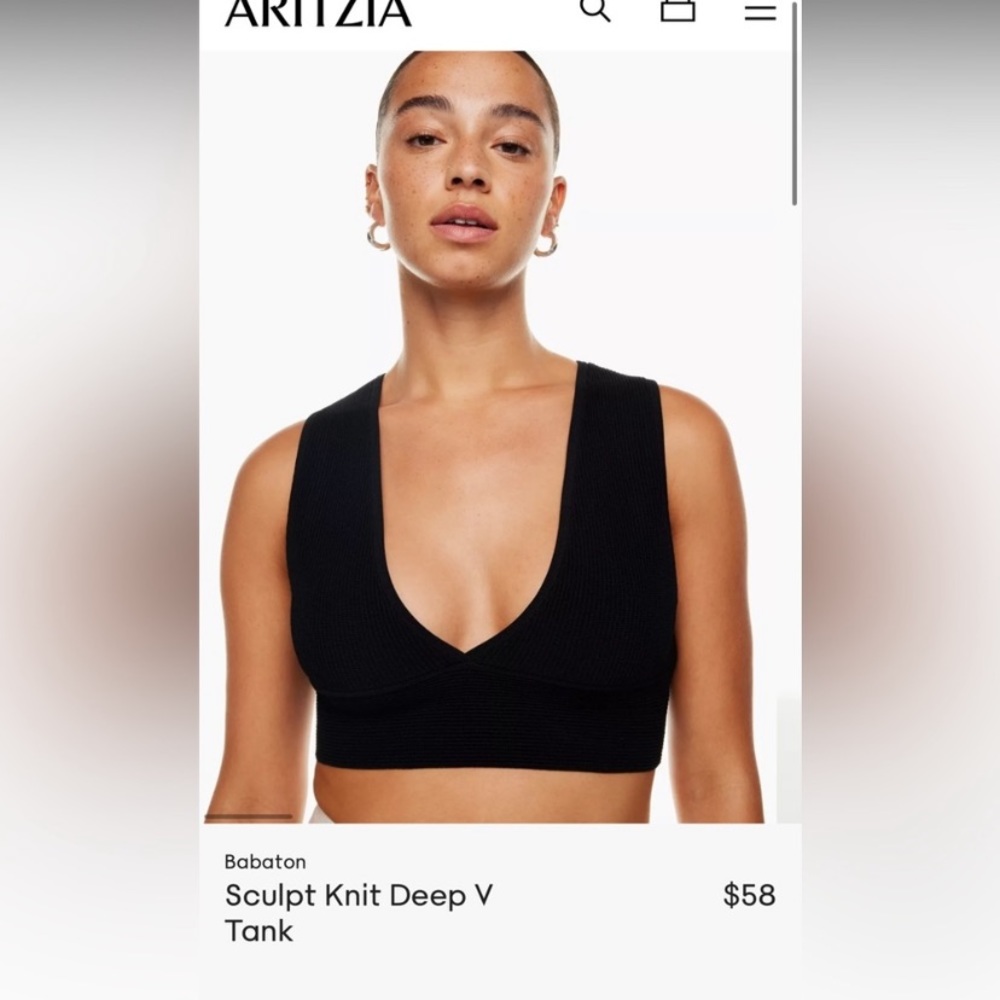 Aritzia Babaton Sculpt Knit Deep V Tank